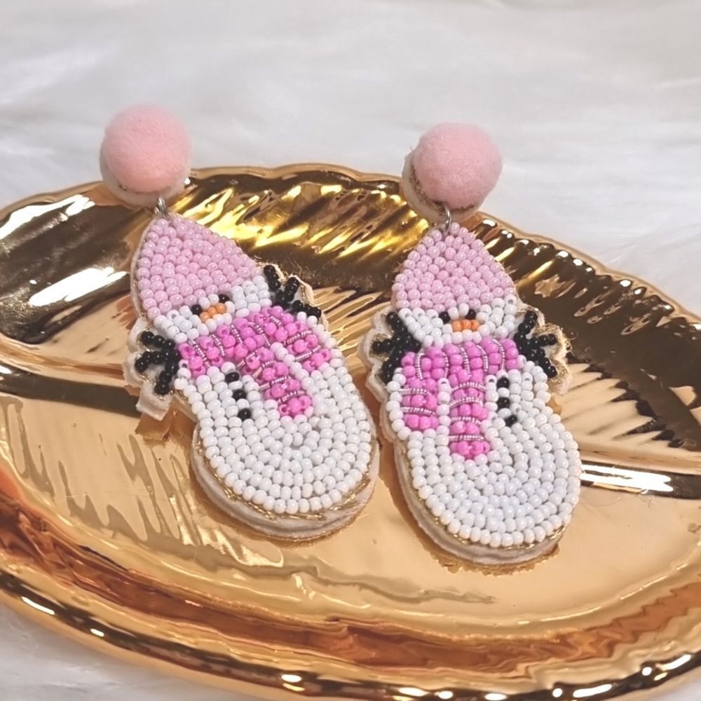 New C & C California Cute Snowman Beaded Earrings